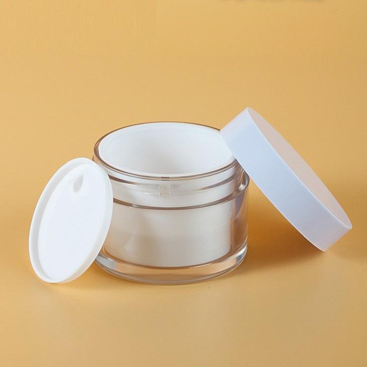 Refillable Double Layer Empty Round Cosmetics Skincare Face Moisturizing Cream Plastic Jar With Screw Lid 50g 30g - PJ335 - Image 2