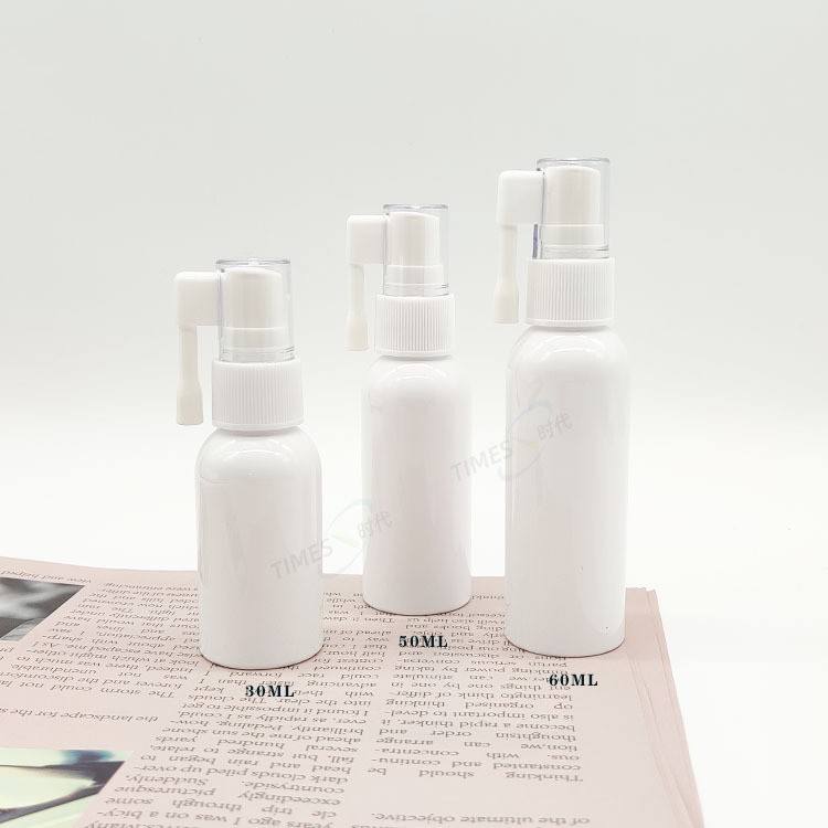 Custom Logo White 30ml 50ml 60ml Round Shoulder Spray Bottle 360-degree Rocker Handle Body Wash Pump Screw Cap Lotion Bottle PET - SD356 - Image 3