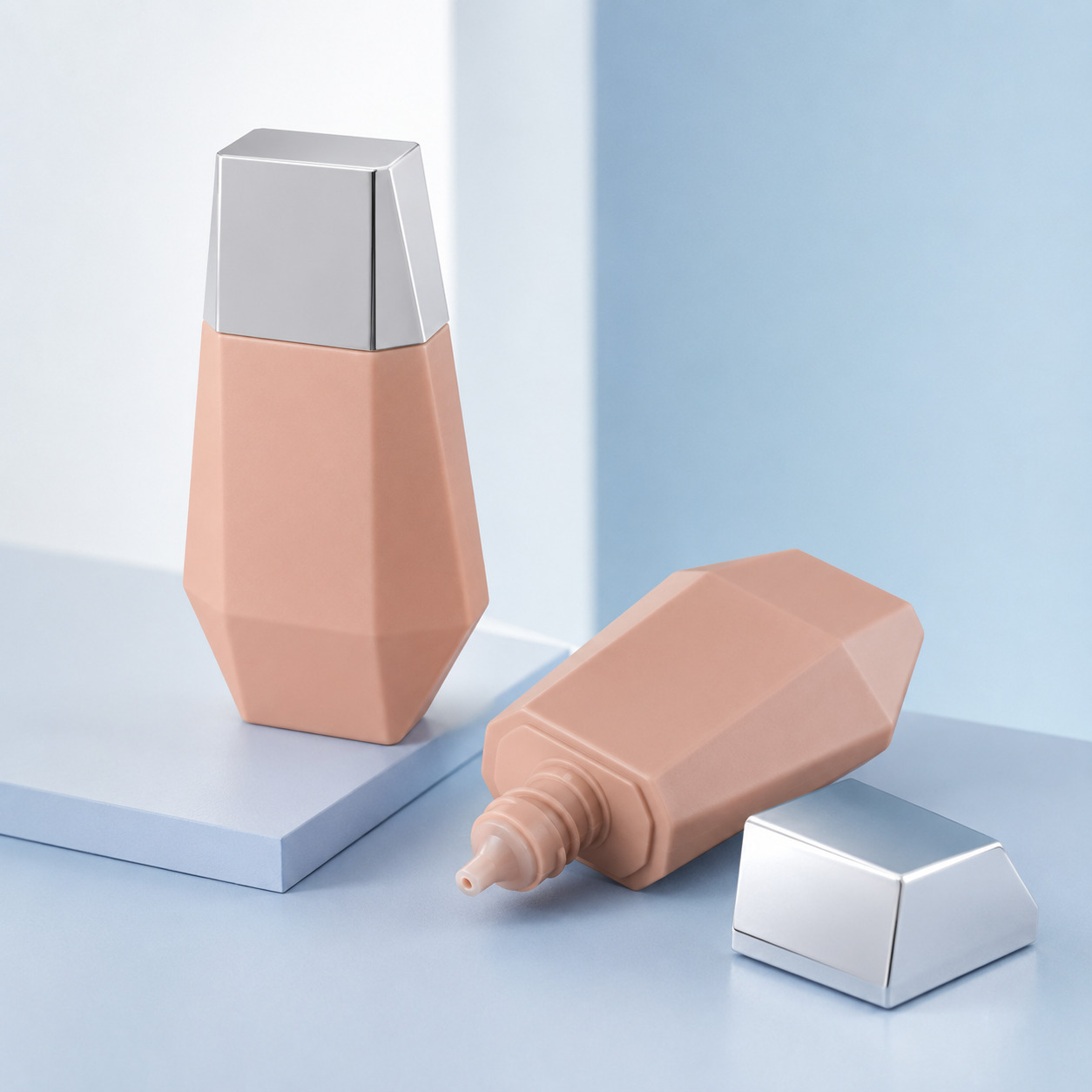 Wholesale Unique Shape Empty Plastic Lotion Sunscreen Cream Liquid Foundation Squeeze Bottle 35ml Custom OEM - ST106 - Image 2