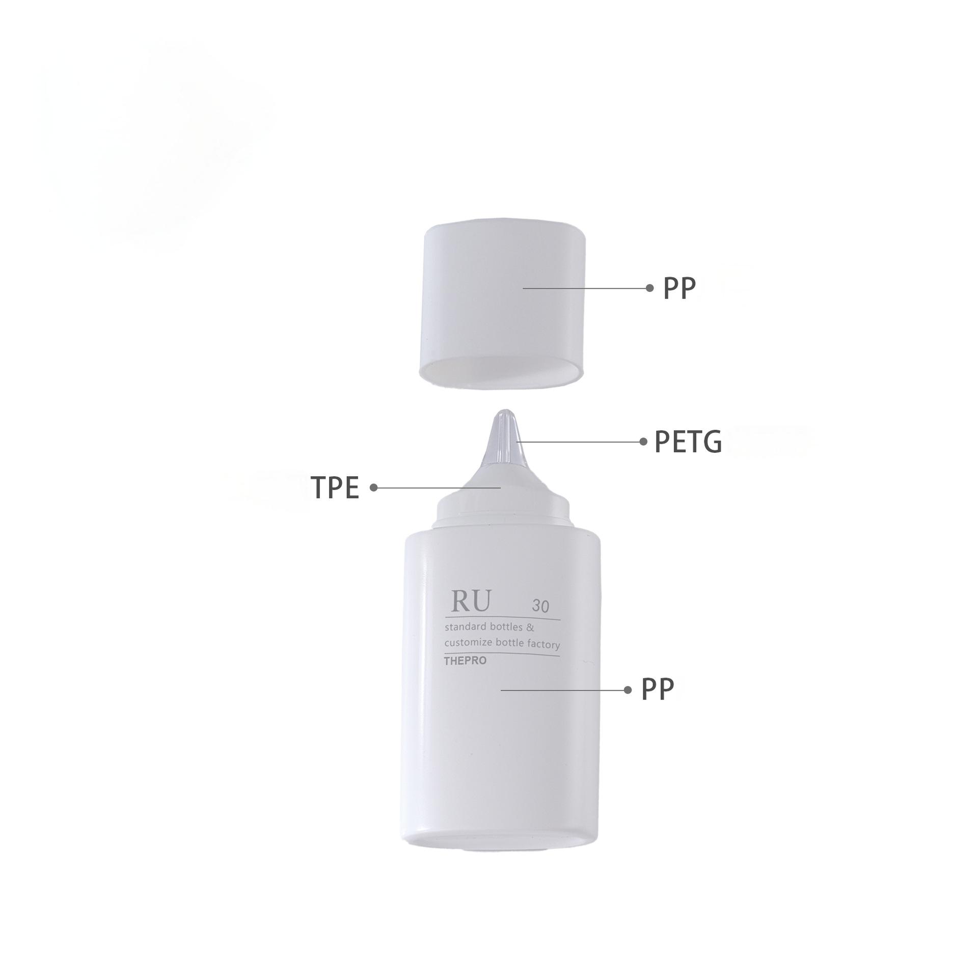 Skin Care Empty Liquid Foundation Container Round Oval Sunscreen Bottle 30ml 50ml Pointy Tip BB Cream Squeeze Tube PP Material - ST3050 - Image 6