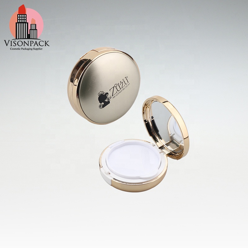 Cosmetic Empty Air Cushion Powder Coating Case Mirror Compact Custom Logo Face Beauty Case for Powder Golden Engraved Pressed - 05-P010 - Image 3