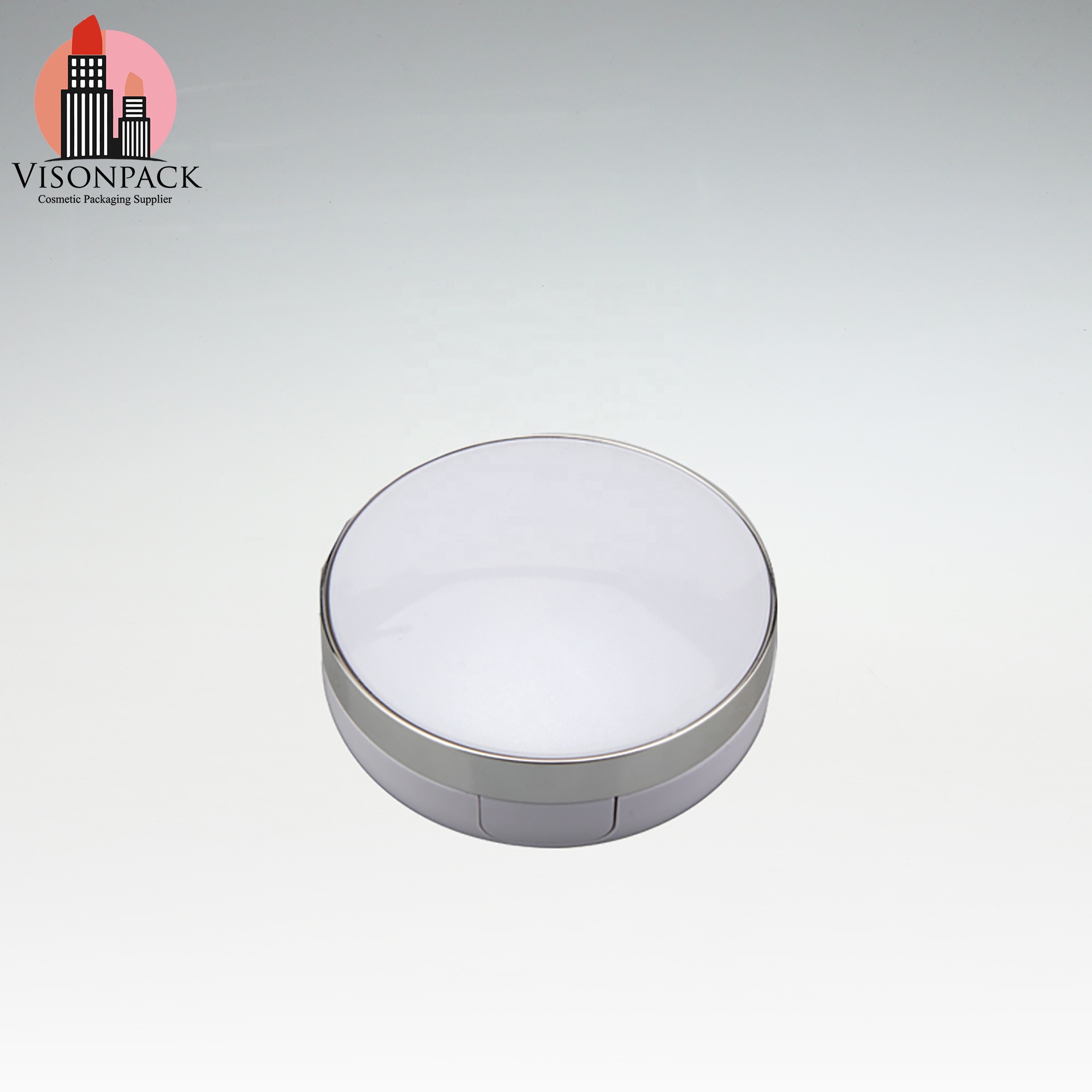 Custom Silk Screen Round Shape Mirror Compact White Air Cushion Face Powder Case Empty Foundation BB Cream Box Case Packaging - 05-P020 - Image 4