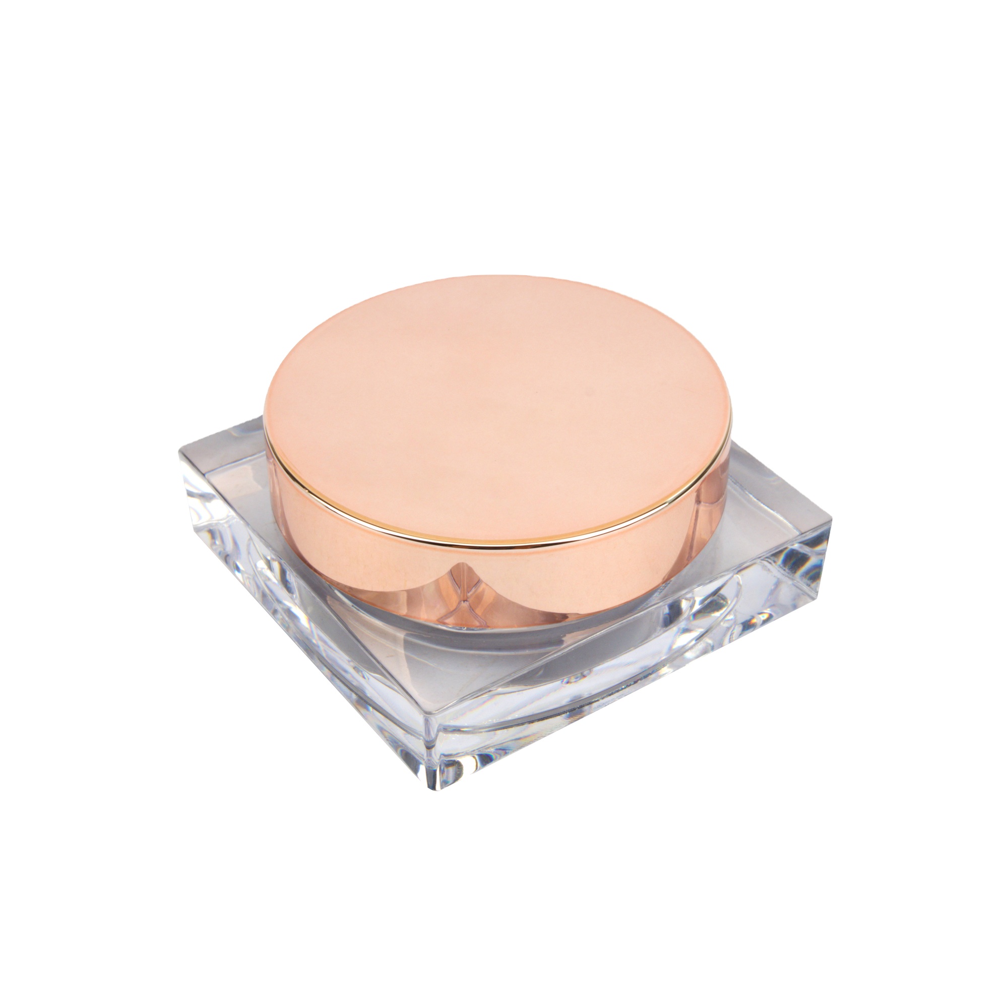 New Arrival Rose Gold Loose Compact Powder Case Luxury Square Loose Powder Containers Packaging Jar OEM Custom - P030