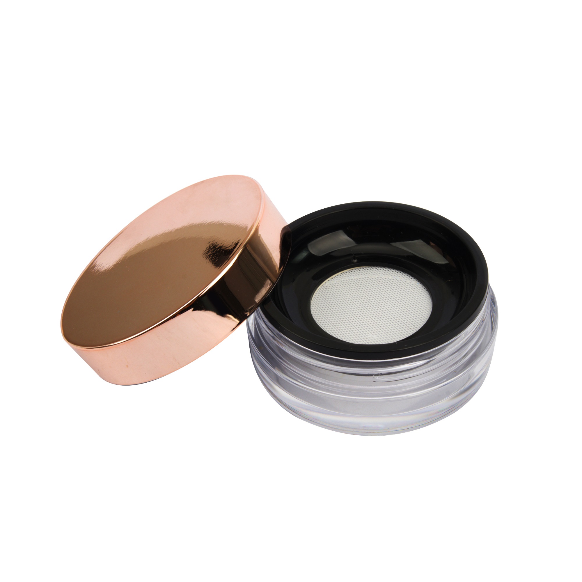 Rose Gold Cosmetic Empty Packaging Round Loose Powder Containers Case Loose Powder Jar With Custom Logo Color - P032