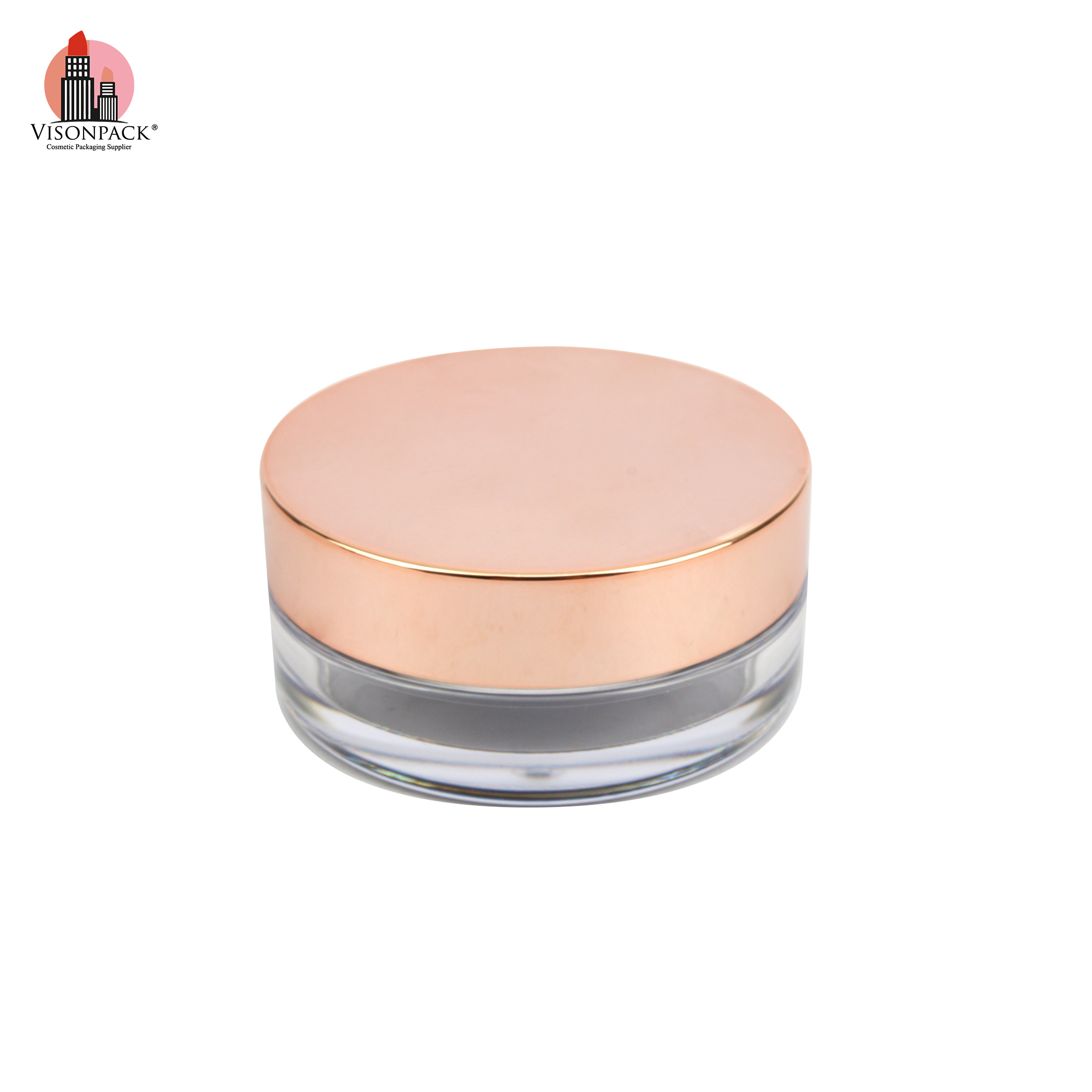 Rose Gold Cosmetic Empty Packaging Round Loose Powder Containers Case Loose Powder Jar With Custom Logo Color - P032 - Image 2