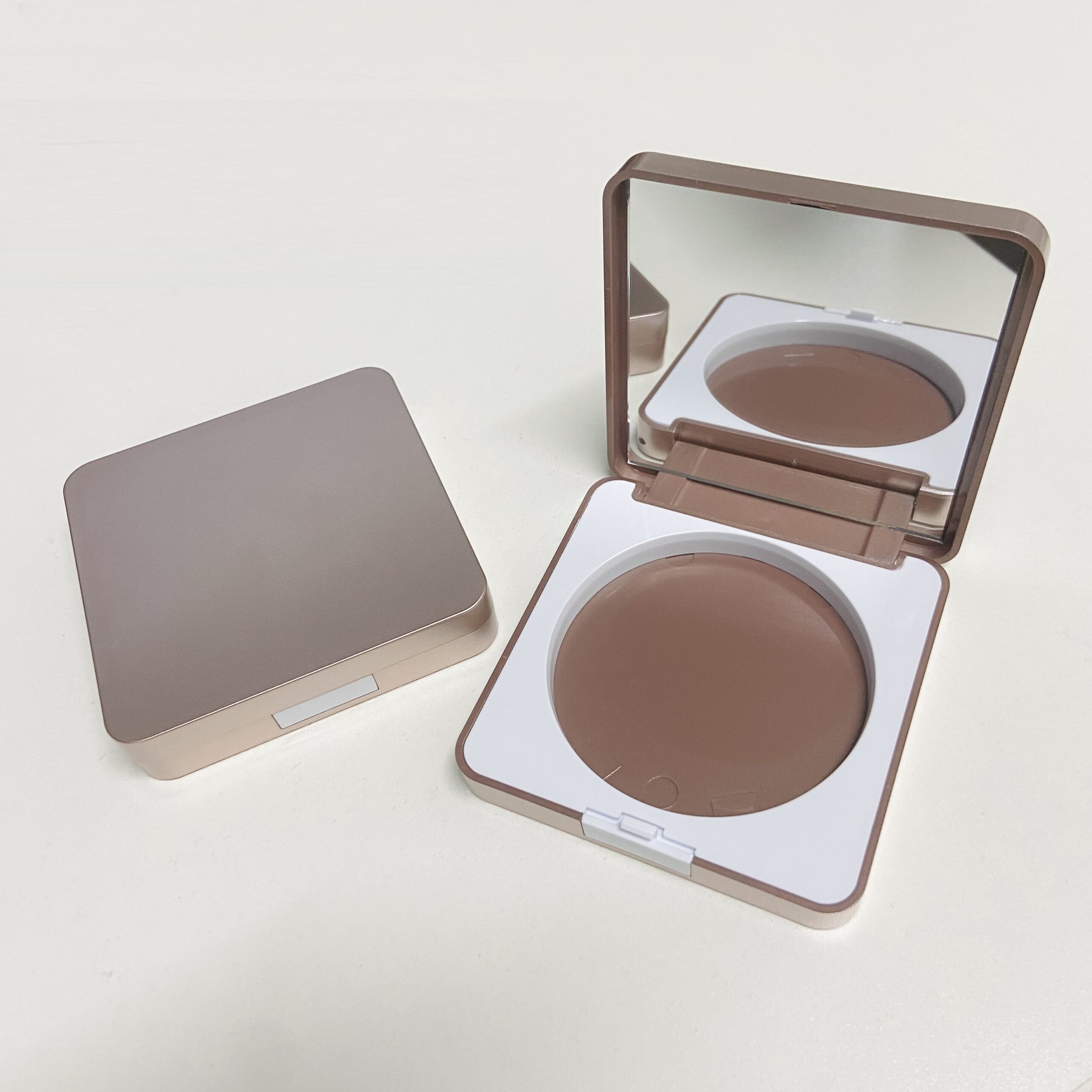 Private Label 10g Square Empty Highlighter Blush Compact Pressed Powder Case With Mirror Rose Gold Custom Logo - P0592