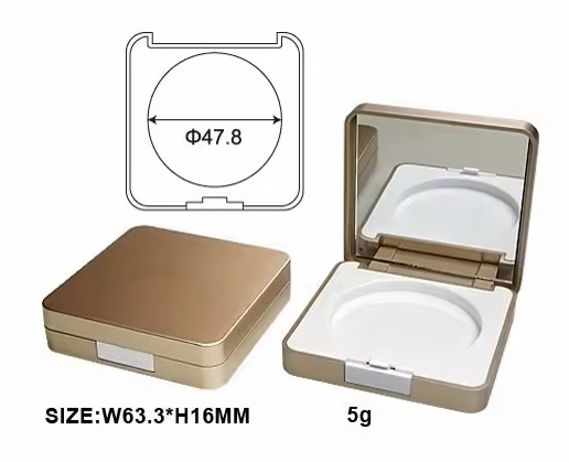 Private Label 10g Square Empty Highlighter Blush Compact Pressed Powder Case With Mirror Rose Gold Custom Logo - P0592 - Image 2