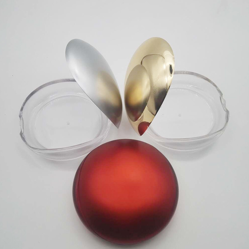 Plastic Beauty Package DIY Round Transparent Loose Powder Compact Box Mirror Clear Silver Red Travel Cosmetic Blush Case Logo - P0901 - Image 2
