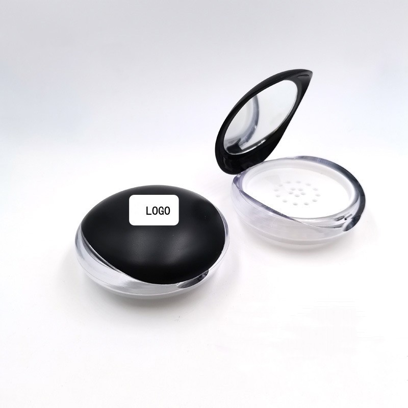 Plastic Beauty Package DIY Round Transparent Loose Powder Compact Box Mirror Clear Silver Red Travel Cosmetic Blush Case Logo - P0901 - Image 3