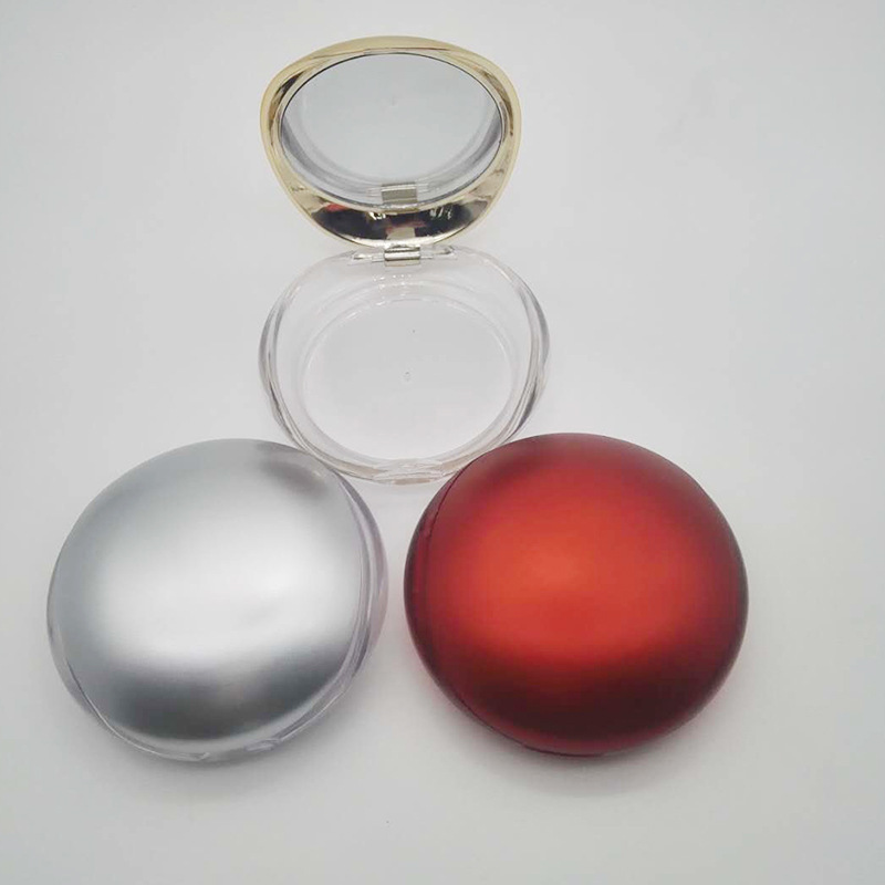 Plastic Beauty Package DIY Round Transparent Loose Powder Compact Box Mirror Clear Silver Red Travel Cosmetic Blush Case Logo - P0901 - Image 4