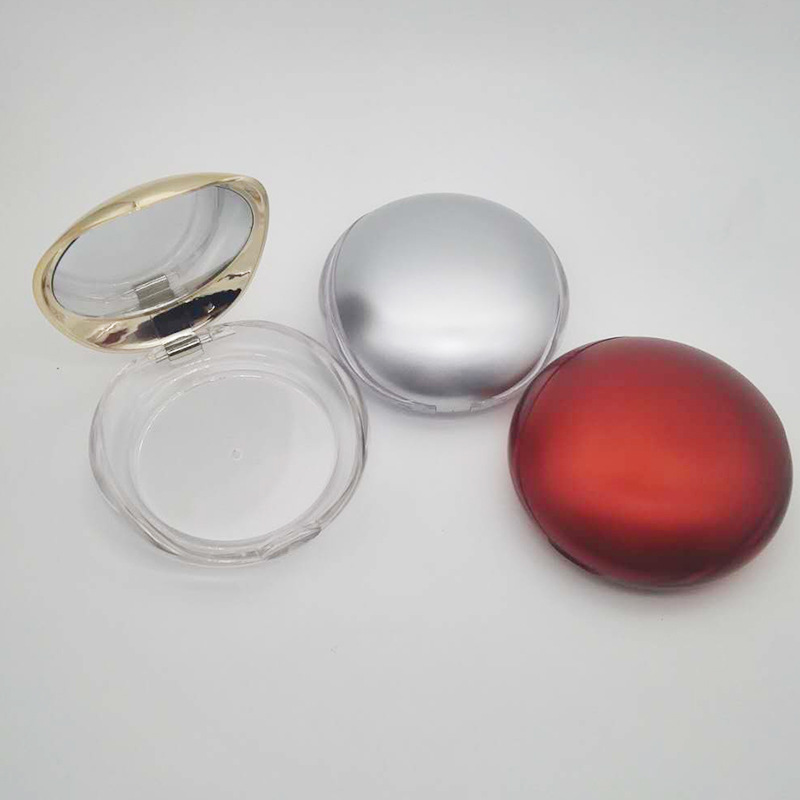 Plastic Beauty Package DIY Round Transparent Loose Powder Compact Box Mirror Clear Silver Red Travel Cosmetic Blush Case Logo - P0901 - Image 5