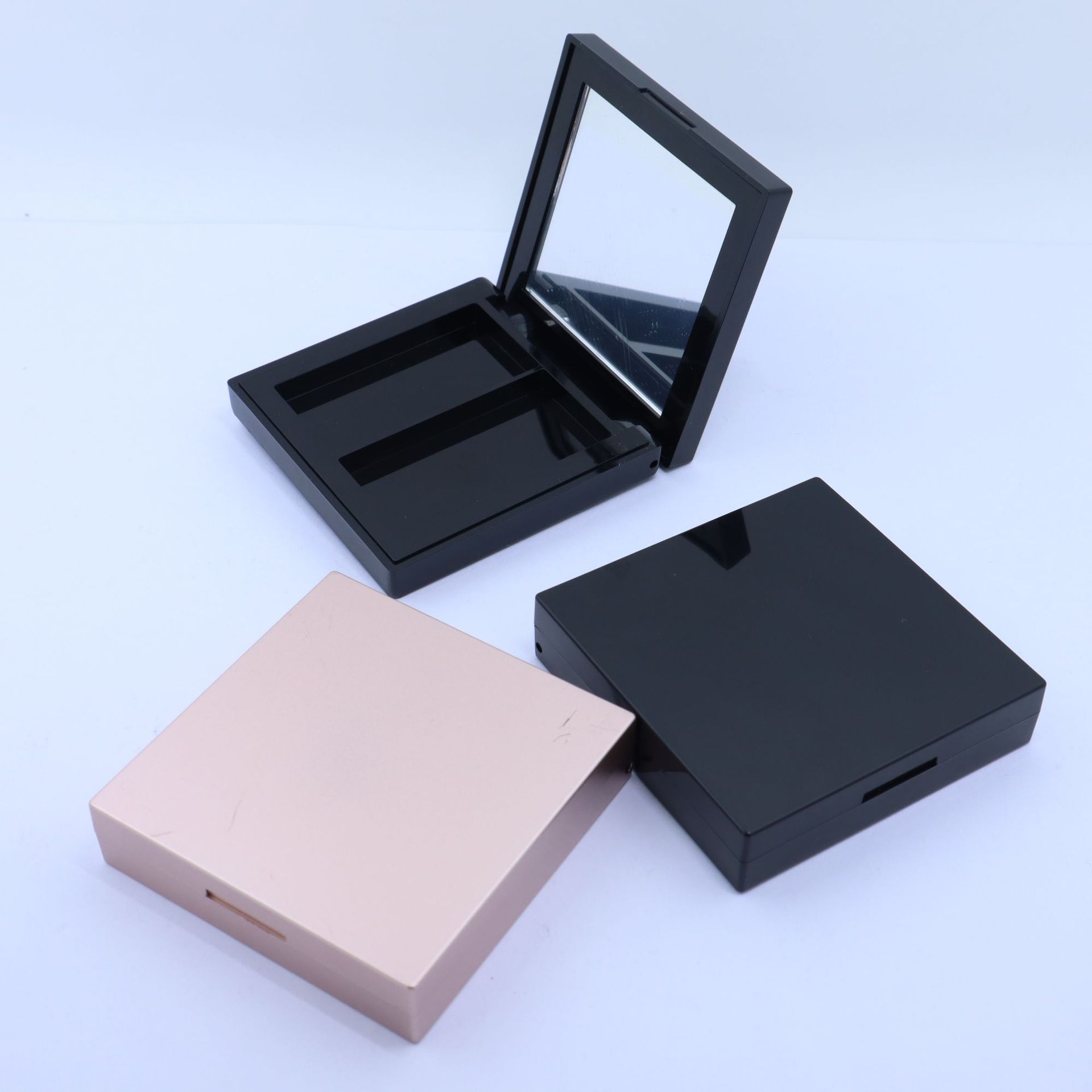 Empty 2 IN 1 Square 2 Colors Grids Bronzer Highlighter Blush Pressed Compact Powder Case Packaging - P121 - Image 2