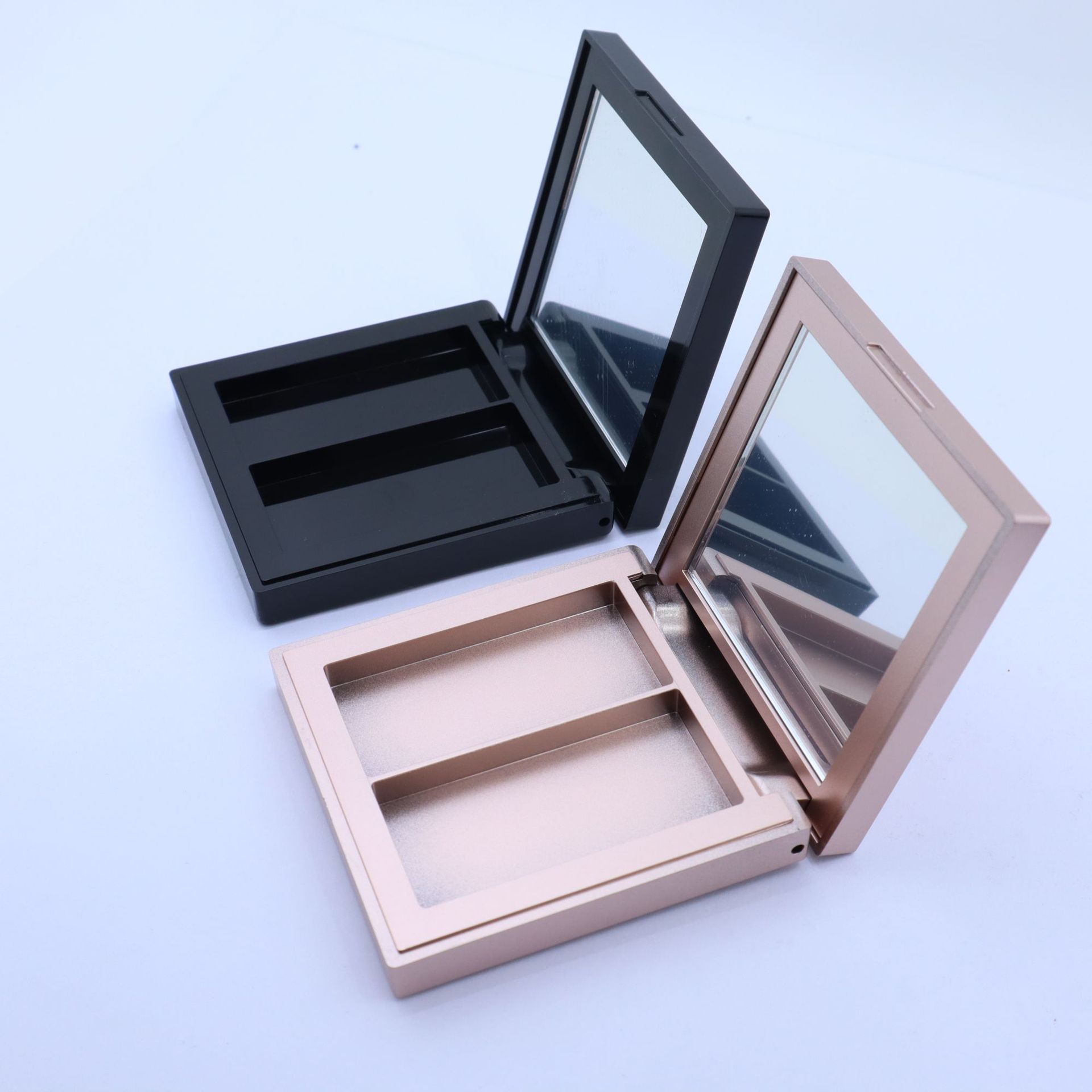 Empty 2 IN 1 Square 2 Colors Grids Bronzer Highlighter Blush Pressed Compact Powder Case Packaging - P121 - Image 5