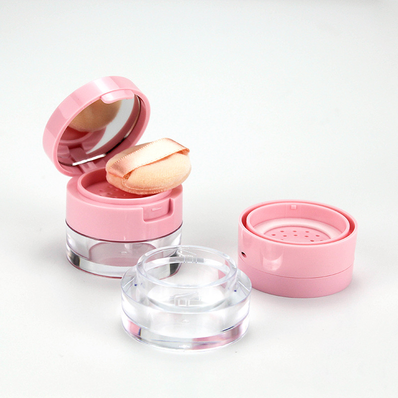 Custom Logo Printing Makeup Empty Box Mini Blush Compact Powder Case with Mirror Sifter Loose Powder Container 3g 5g with Puff - P1268 - Image 4