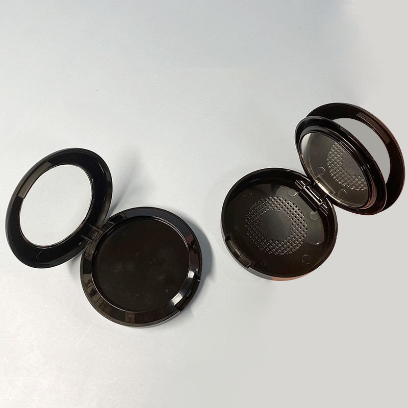 Hot Sale Custom Black Empty Blush Powder Compact Mirror Inner Pan Round Pressed Powder Box Transparent Cap Air Hole at the Base - P1725 - Image 2