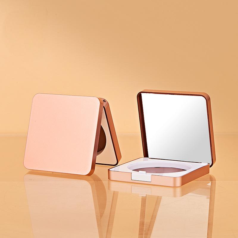Brand Beauty Plastic Packaging Compact Metal Rose Gold Square Powder Case Rectangle White Empty Blush Box with Mirror Round Tray - P1792 - Image 6