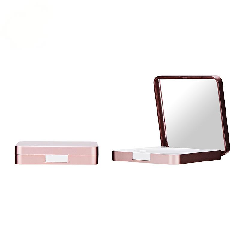 Brand Beauty Plastic Packaging Compact Metal Rose Gold Square Powder Case Rectangle White Empty Blush Box with Mirror Round Tray - P1792 - Image 5
