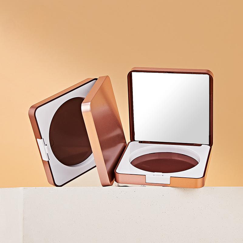 Brand Beauty Plastic Packaging Compact Metal Rose Gold Square Powder Case Rectangle White Empty Blush Box with Mirror Round Tray - P1792 - Image 4
