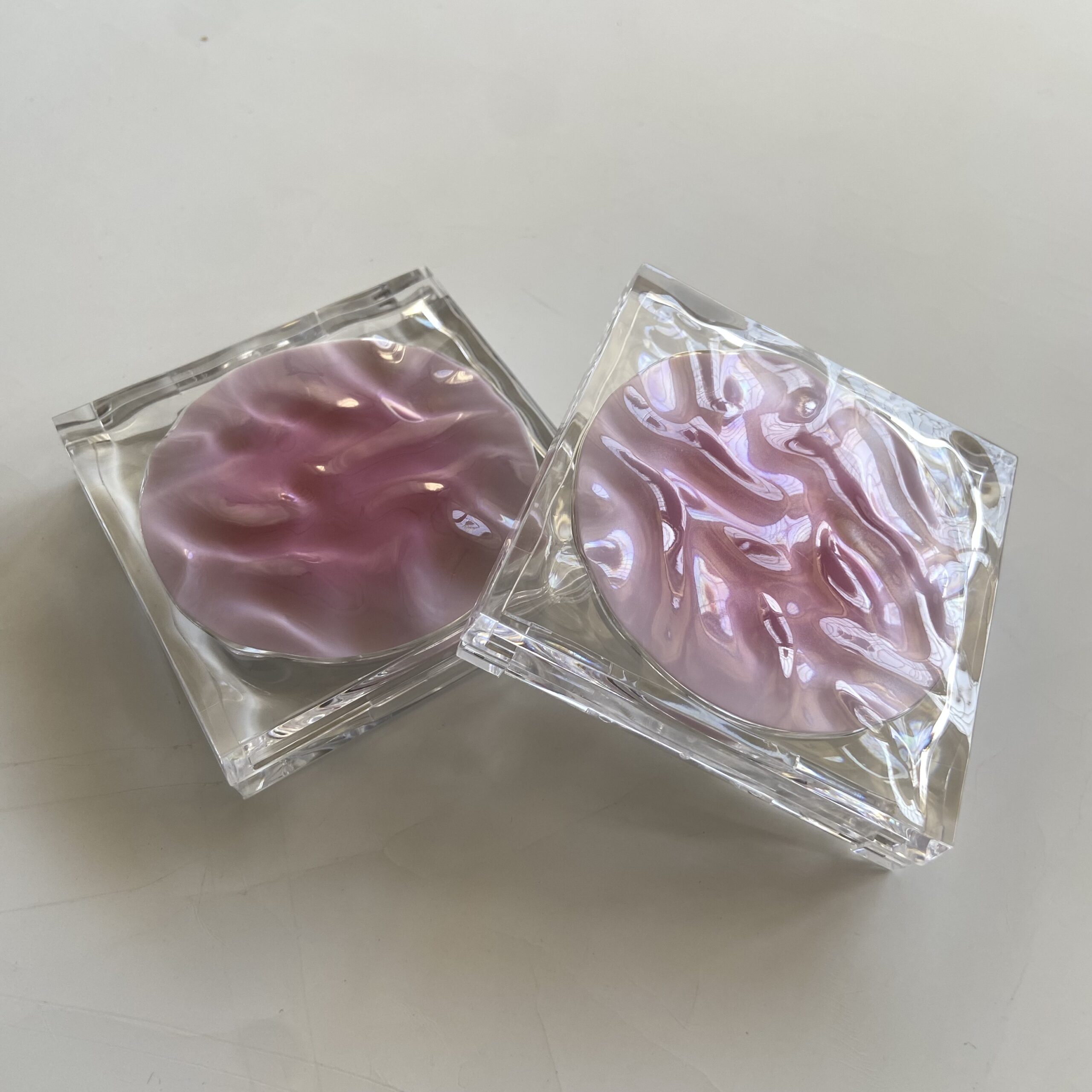 Luxury Square Wave Wrinkle Top Transparent Blush Bronzer Highlighter Pressed Compact Powder Case Packaging - P198 - Image 2