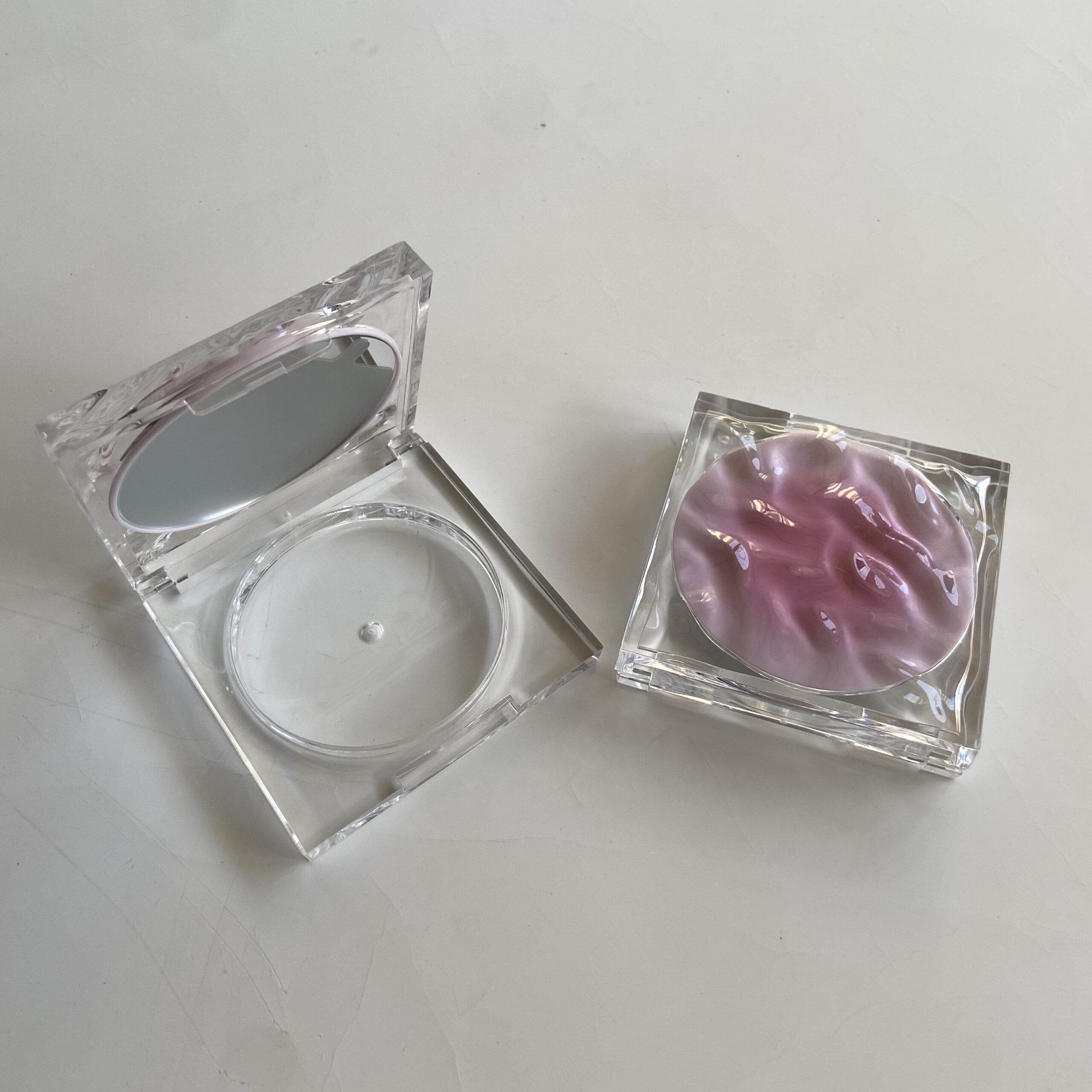 Luxury Square Wave Wrinkle Top Transparent Blush Bronzer Highlighter Pressed Compact Powder Case Packaging - P198 - Image 5