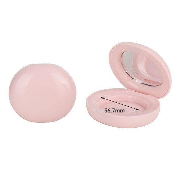 Custom Color Oval Compact Pressed Powder Case Highlighter Creamy Blush Case Packaging With Mirror - P402