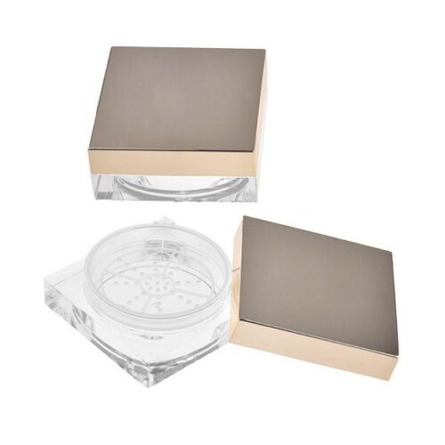 Wholesale Custom Plastic Square Shape Empty Loose Powder Case Powder Jar With Sifter 19g - P058
