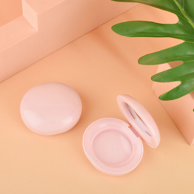 Custom Color Oval Compact Pressed Powder Case Highlighter Creamy Blush Case Packaging With Mirror - P402 - Image 2