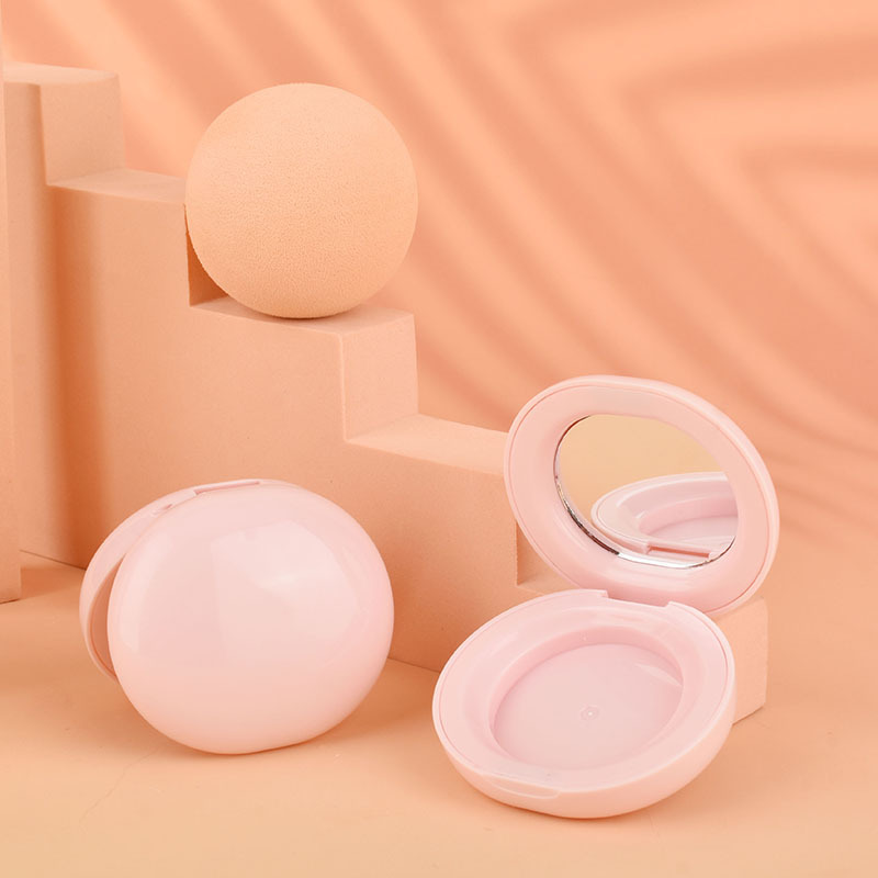Custom Color Oval Compact Pressed Powder Case Highlighter Creamy Blush Case Packaging With Mirror - P402 - Image 3