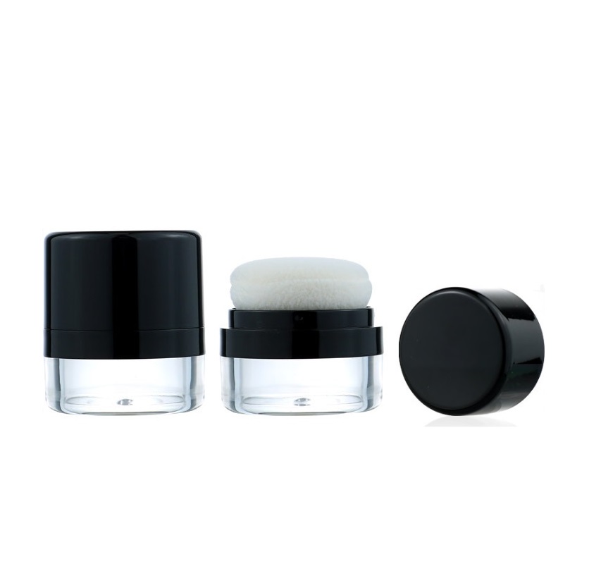 Custom Beauty Packaging 11ml 18ml Round Empty Hair Blush Loose Powder Jar Container With Puff Sponge Mirror - P820
